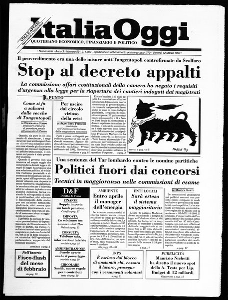 Italia oggi : quotidiano di economia finanza e politica